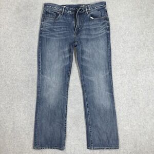 Gap 1969 BOOTCUT Jeans Mens 36x32 Blue Denim Zip Fly Vintage Moto Whiskered